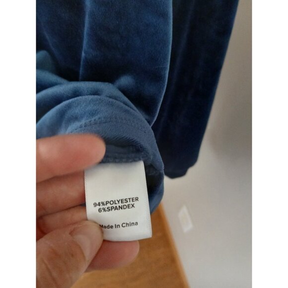Evereve Milo Velour Funnel Neck Pullover Top Size XS Blue Supersoft Cozy - Picture 6 of 10
